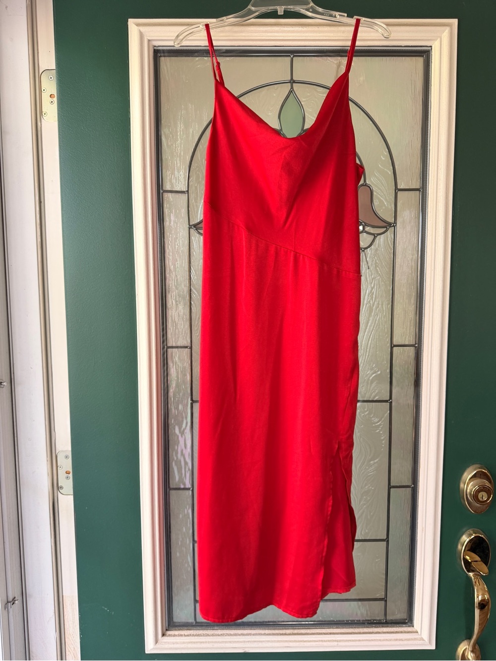 Red Slip Midi Dress - Elegant Spaghetti Strap Dress